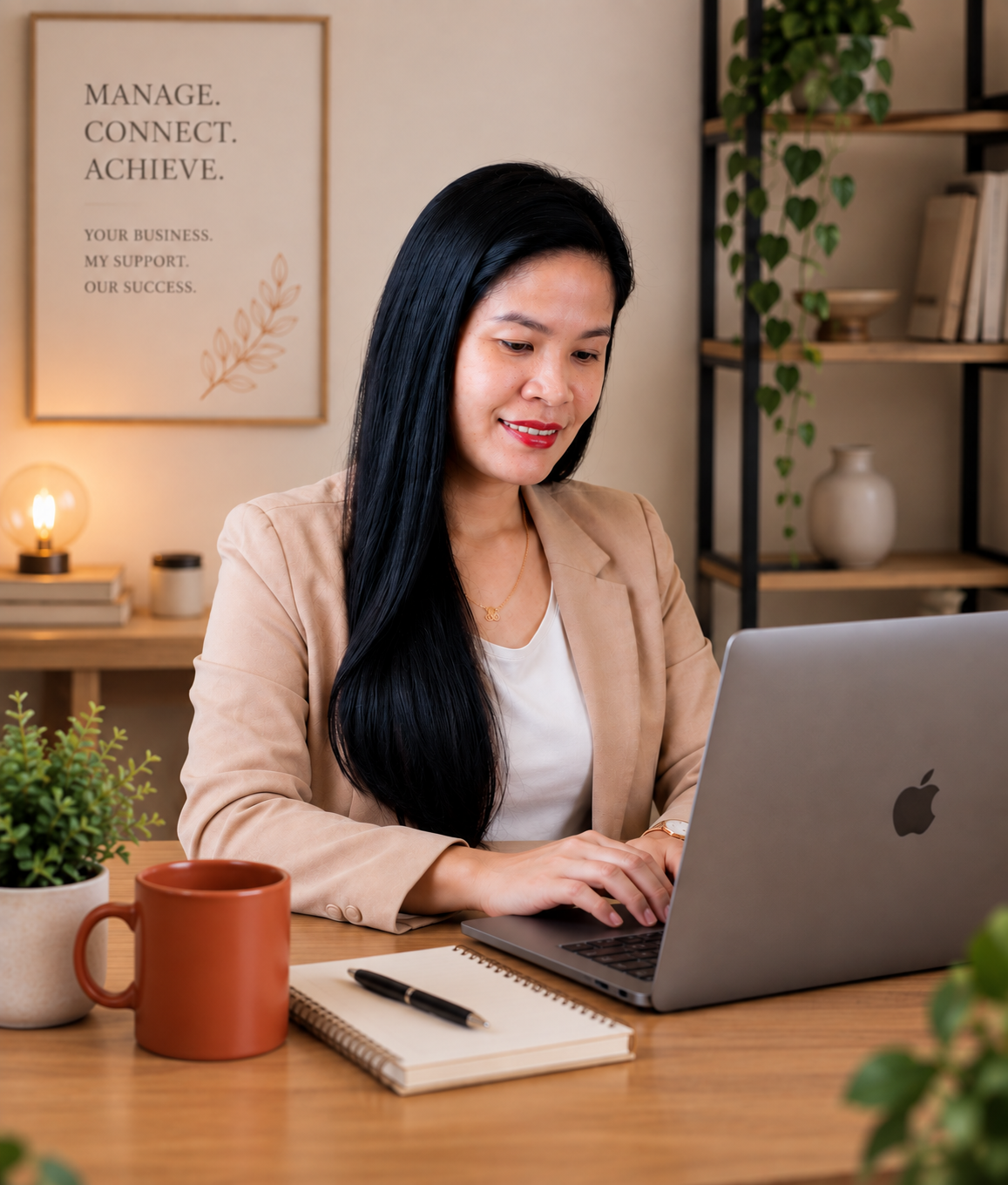 GoHighLevel Virtual Assistant working at laptop
