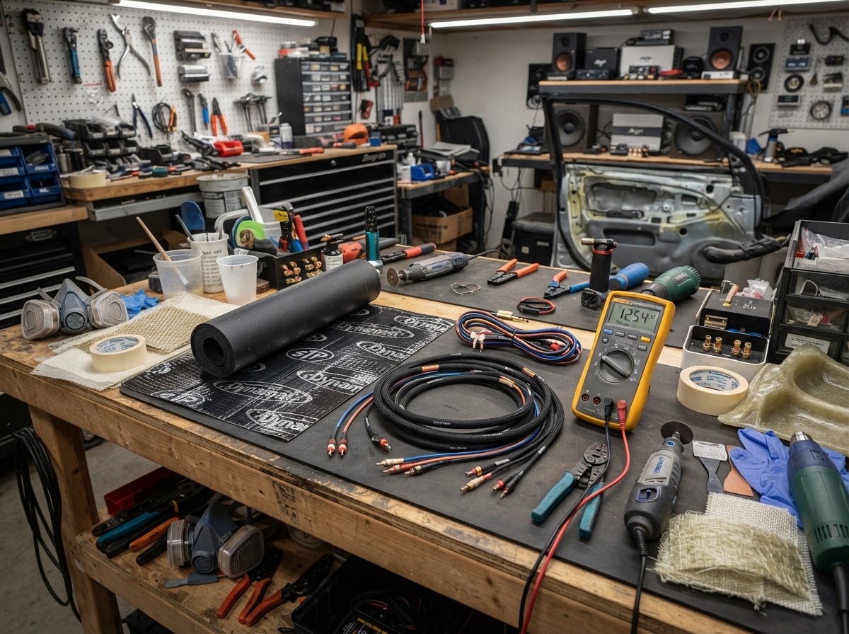 Precision workshop bench and automotive audio fabrication