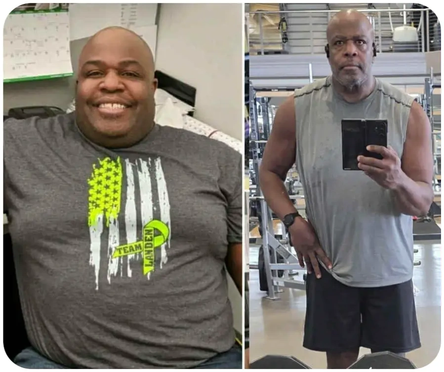 Keith's remarkable 90 lbs weight loss progress photo in the gym