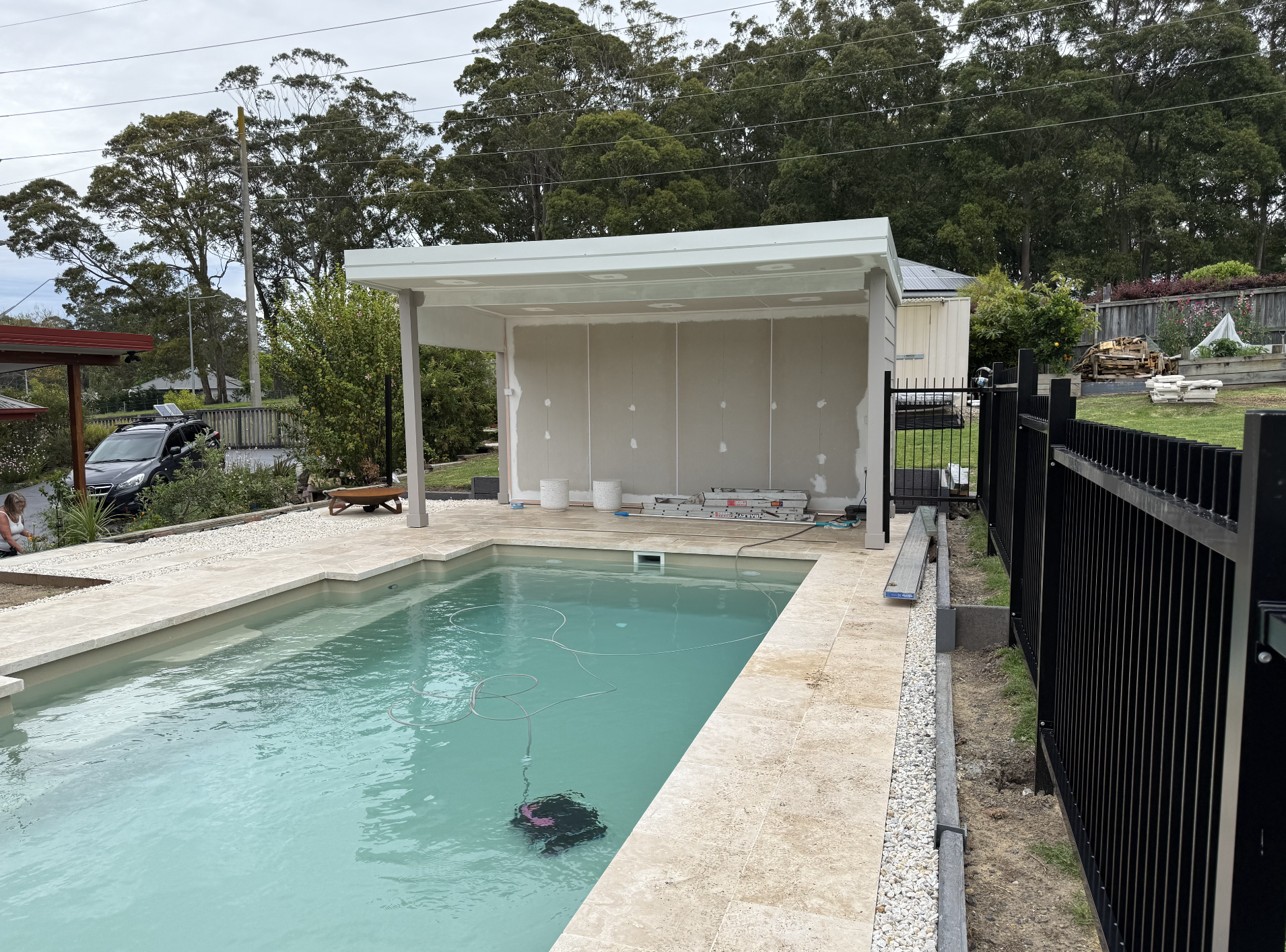 Poolside cabana shelter and structural outdoor build by Towers Carpentry and Landscaping