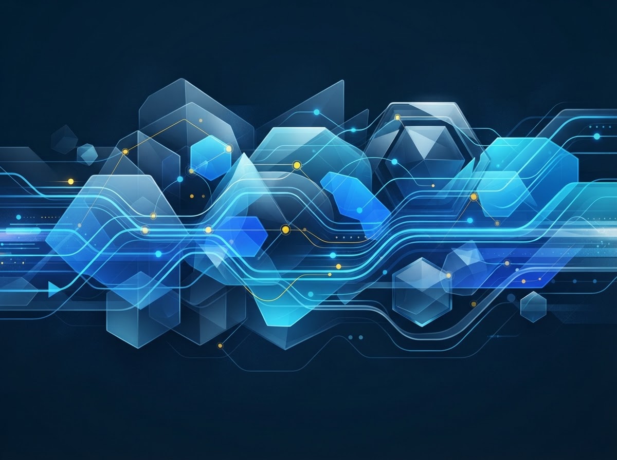 Abstract visualization of connected automation workflows and a unified sales pipeline