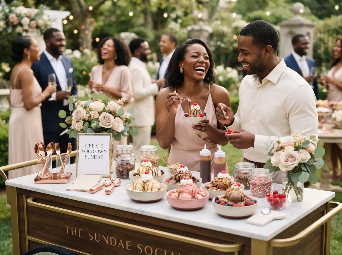 Soft Scoops — Ice-cream sundae cart — elegant sundaes with indulgent toppings.