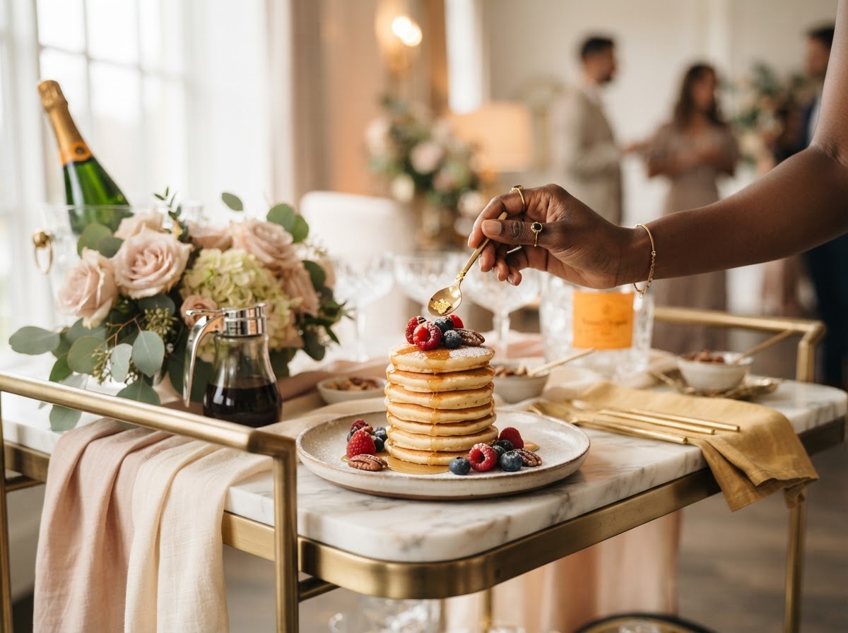 Soft Stack — Mini pancakes cart — warm, fluffy stacks with curated toppings.