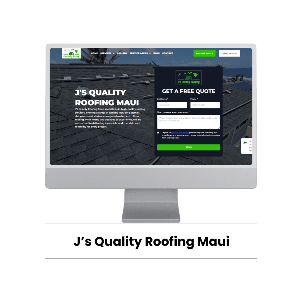 J's Quality Roofing Maui Website Mockup