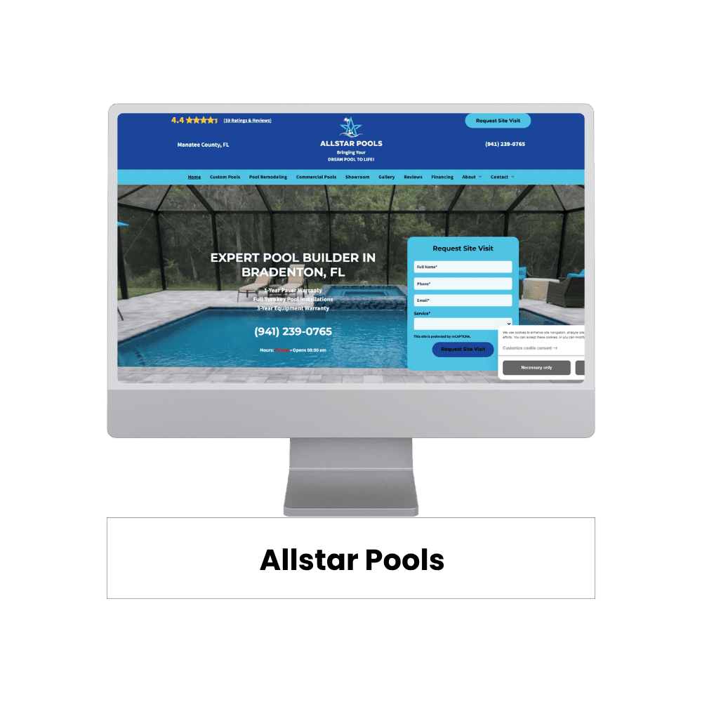 Allstar Pools Website Mockup