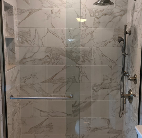 Walpole bathroom renovation with custom vanity and fixtures