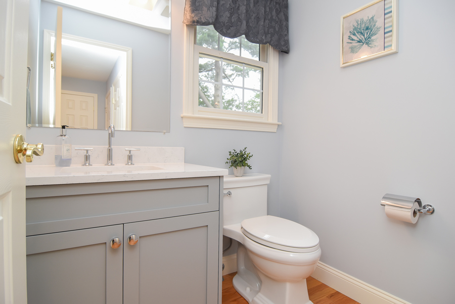 Stoughton powder room custom tile and vanity