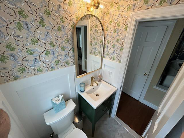 Westwood powder room renovation with custom vanity