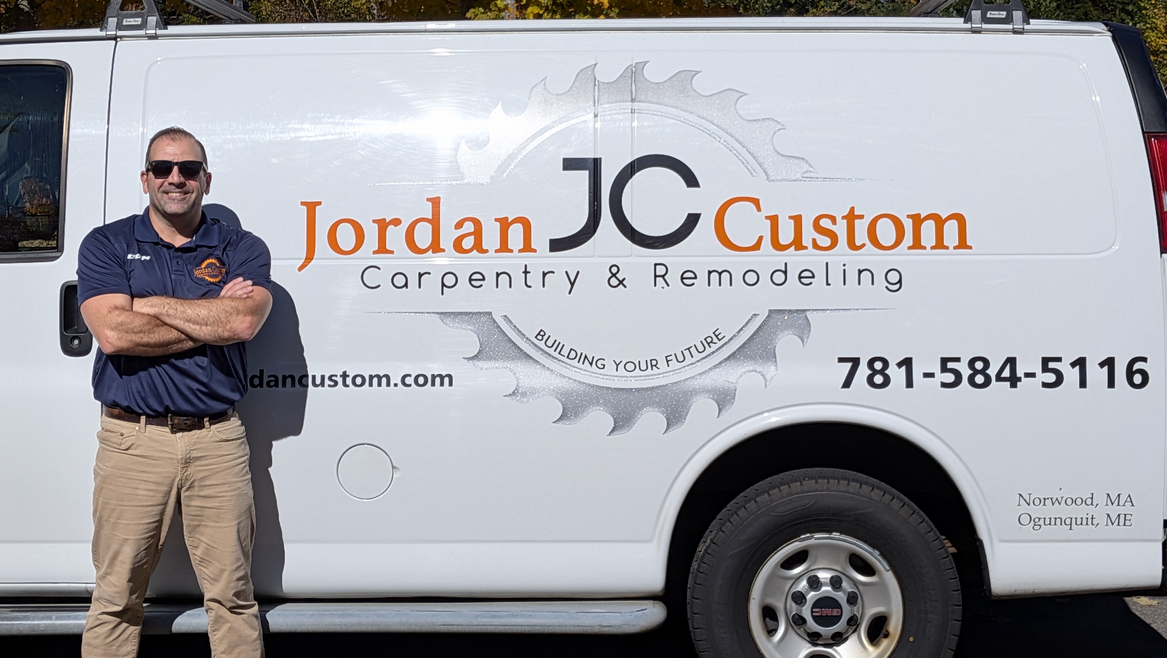 Chris Jordan, owner of Jordan Custom Inc., in front of the company work van