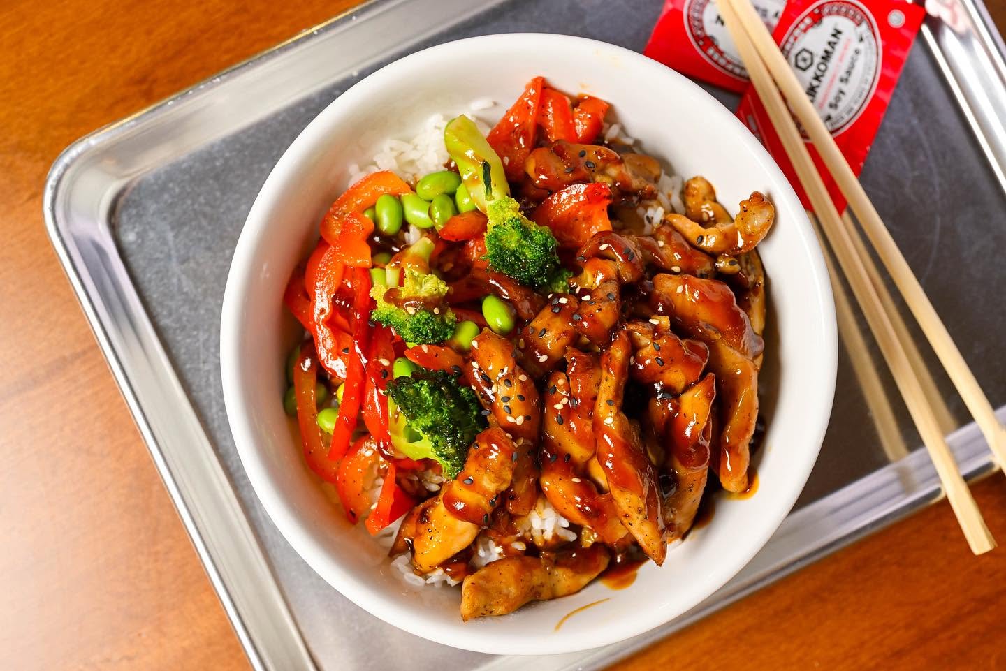 Glazed Chicken Teriyaki, fresh Japanese cuisine at Nori sushi restaurant in Omaha