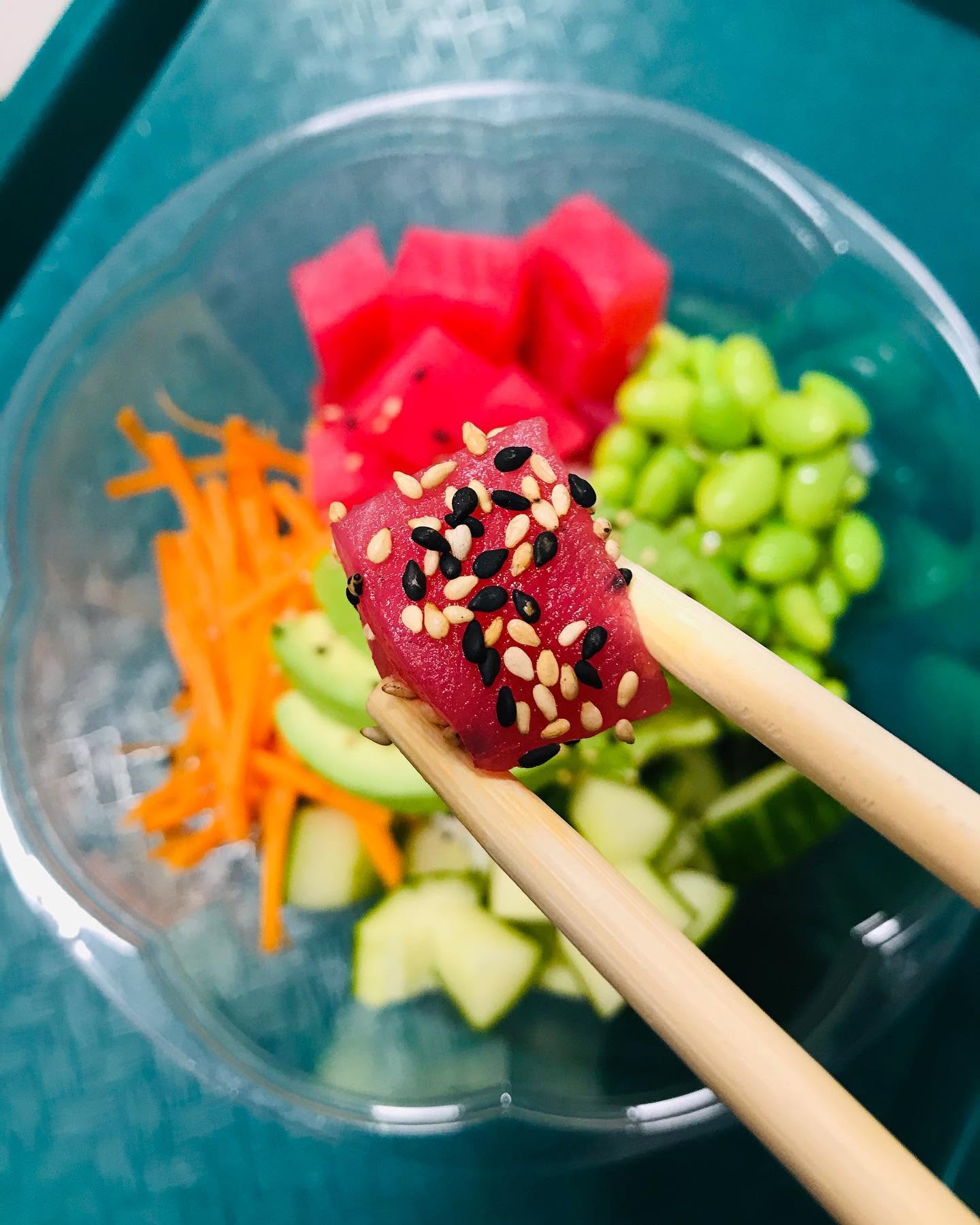 Ahi Tuna Poke Bowl, fresh Japanese cuisine at Nori sushi restaurant in Omaha