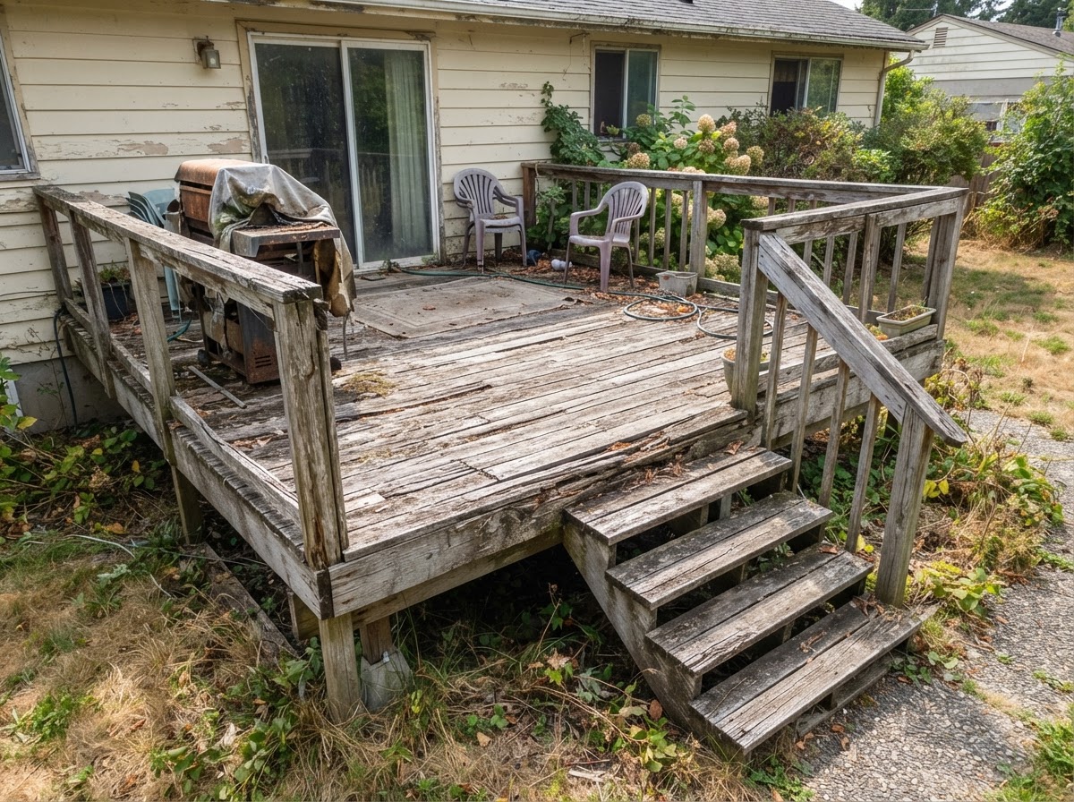 Backyard Deck & Patio Entrance - Before Renovation