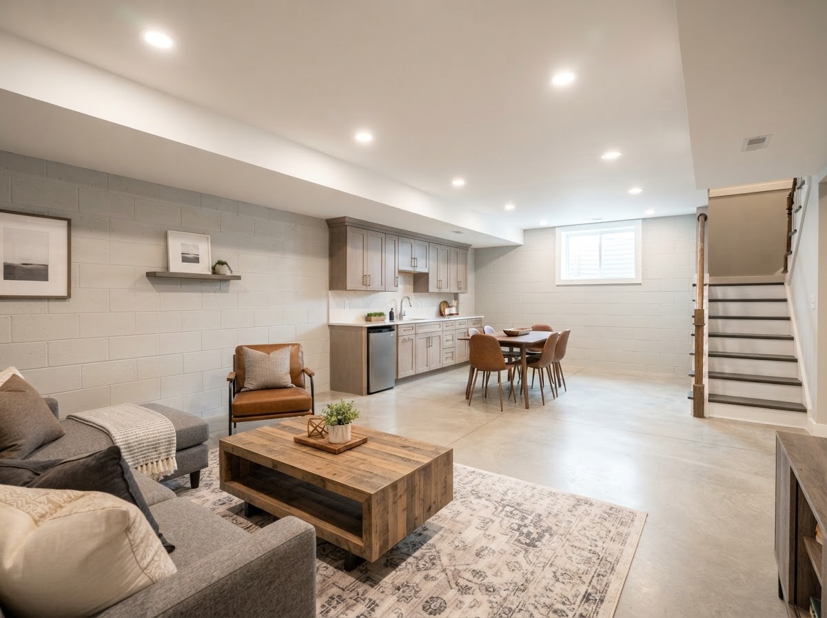 Clean dry basement kept protected with proper waterproofing