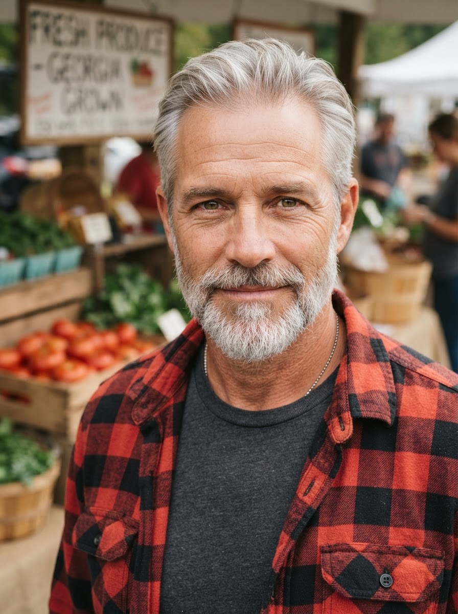 Portrait of Liam Walker in a red and black buffalo-plaid flannel shirt