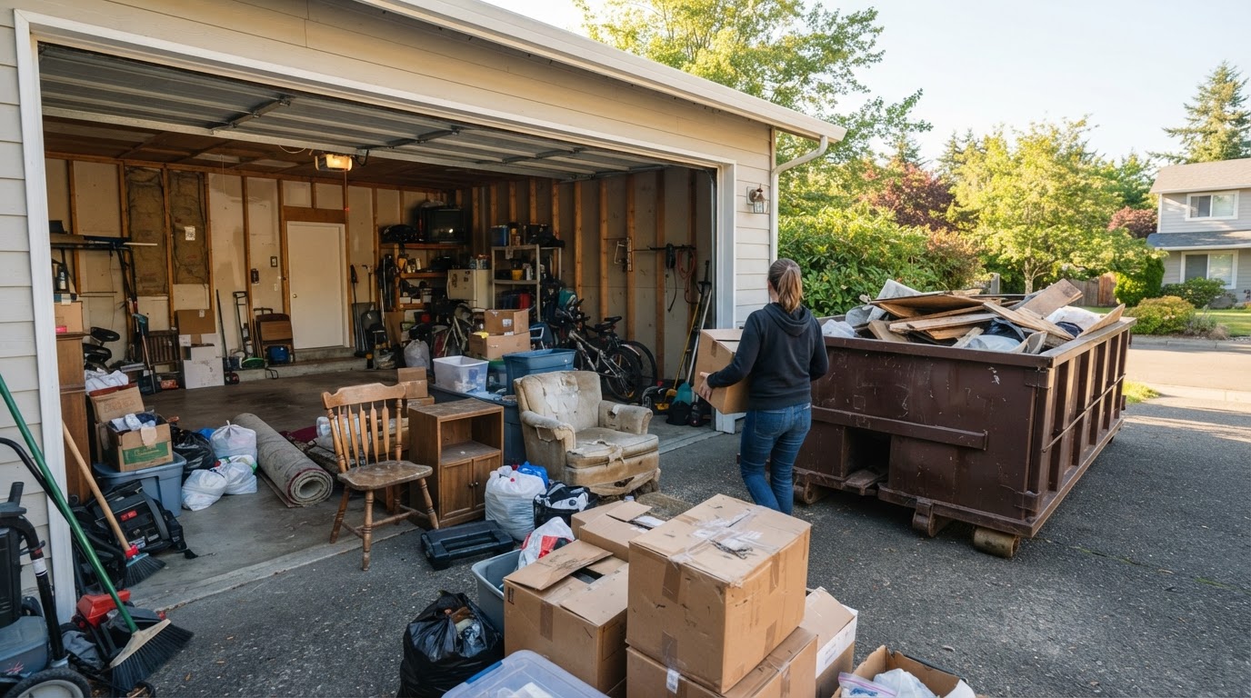 20-yard dumpster rental on driveway boards in Warren, PA