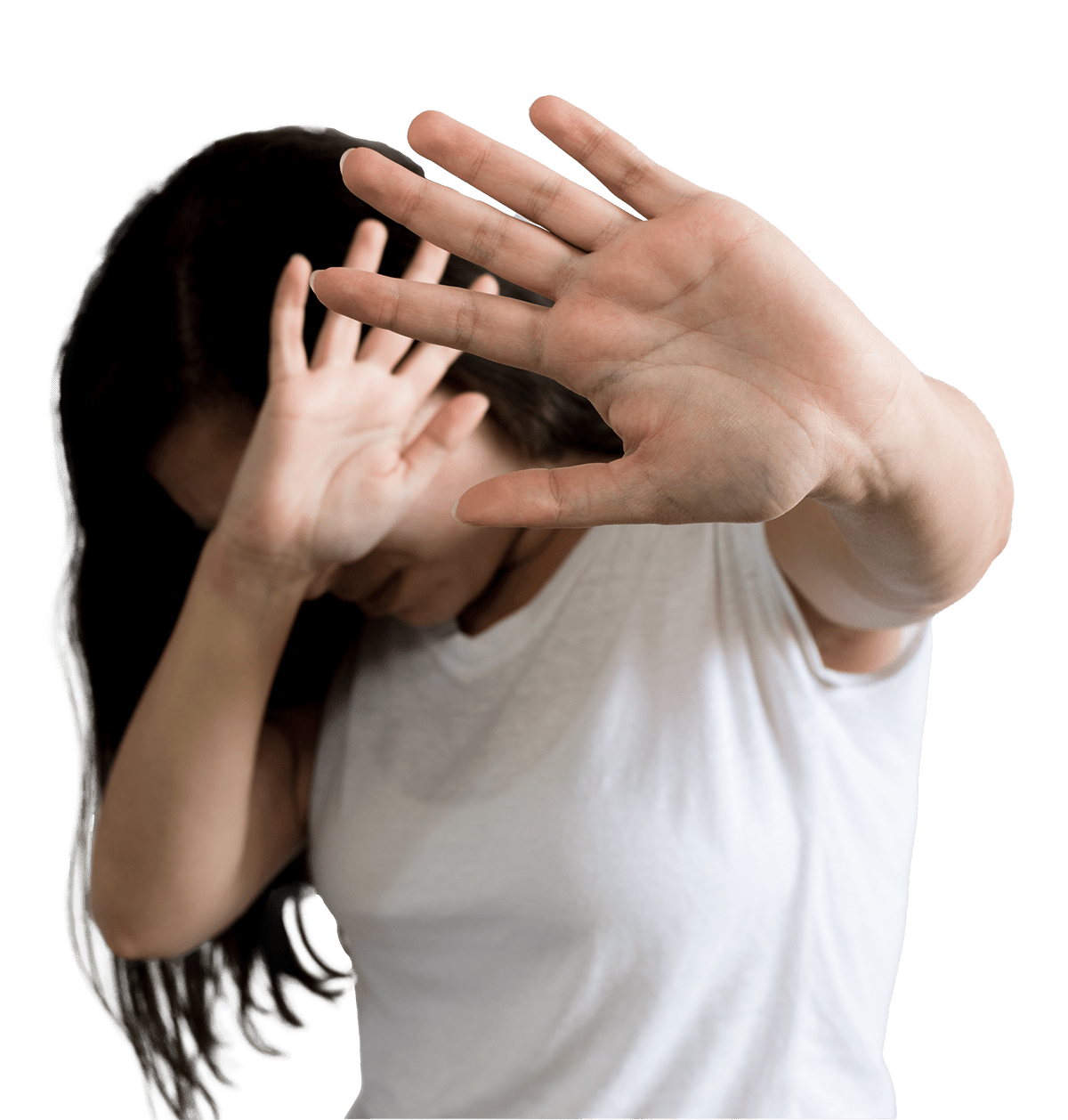 Mujer protegiéndose - Residencia VAWA para víctimas de violencia