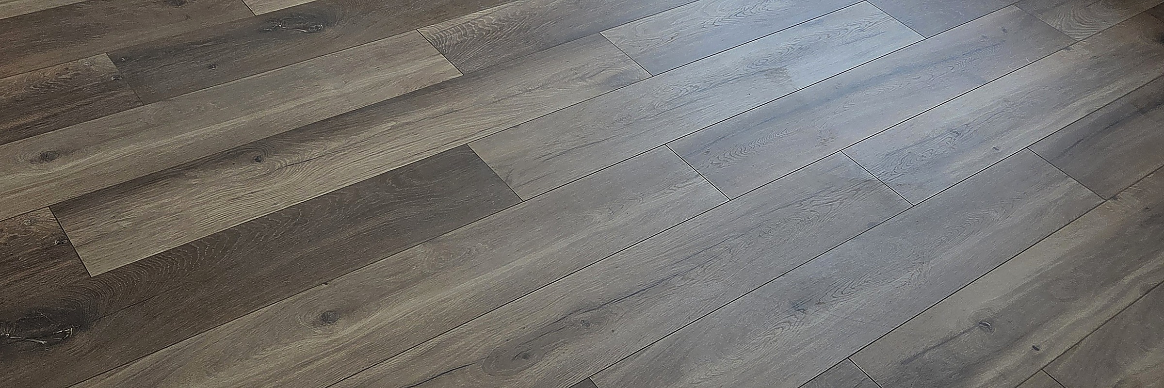 Close-up of wood-look plank flooring
