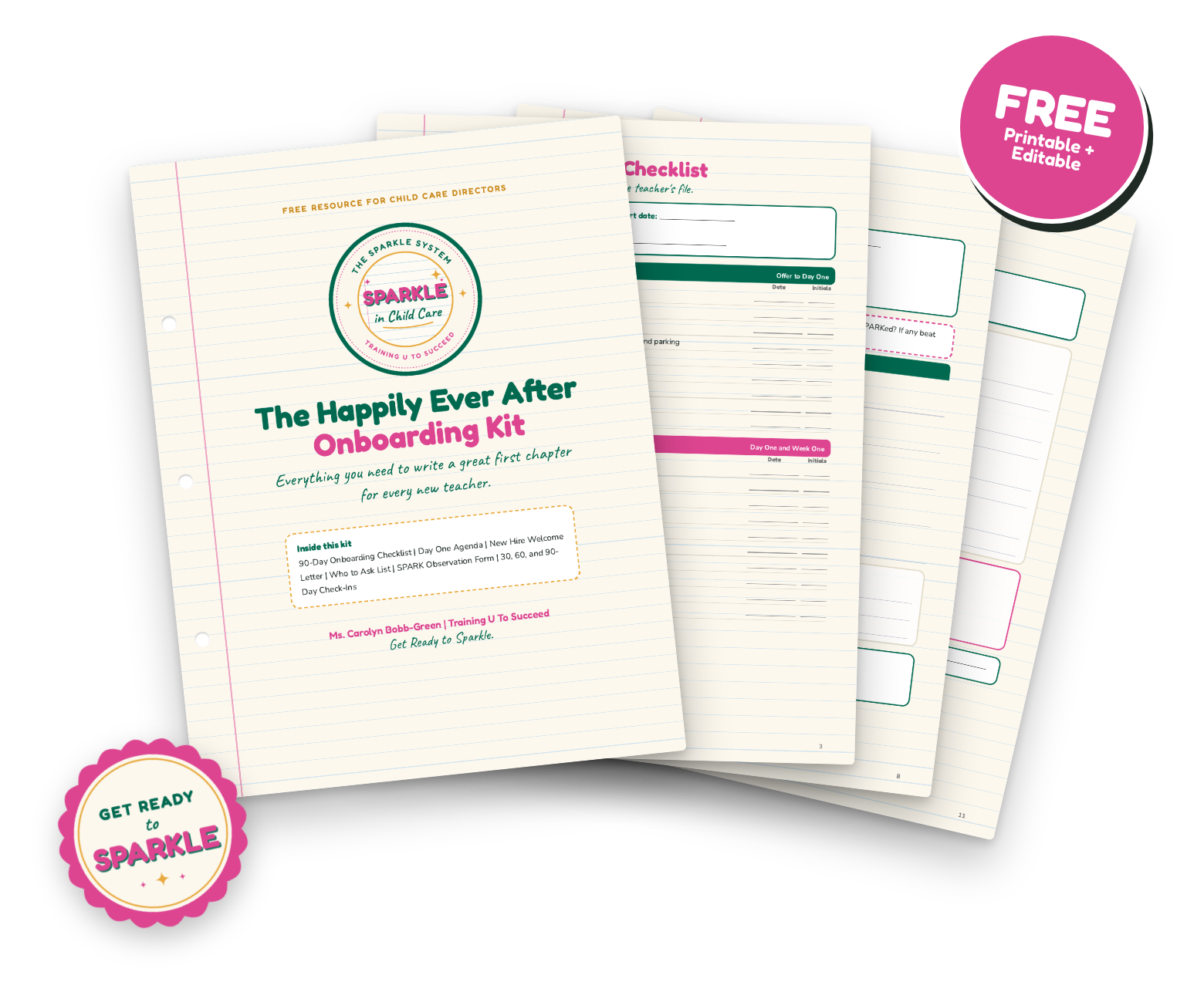 Happily Ever After Onboarding Kit Mockup with 90-Day Checklist and Forms