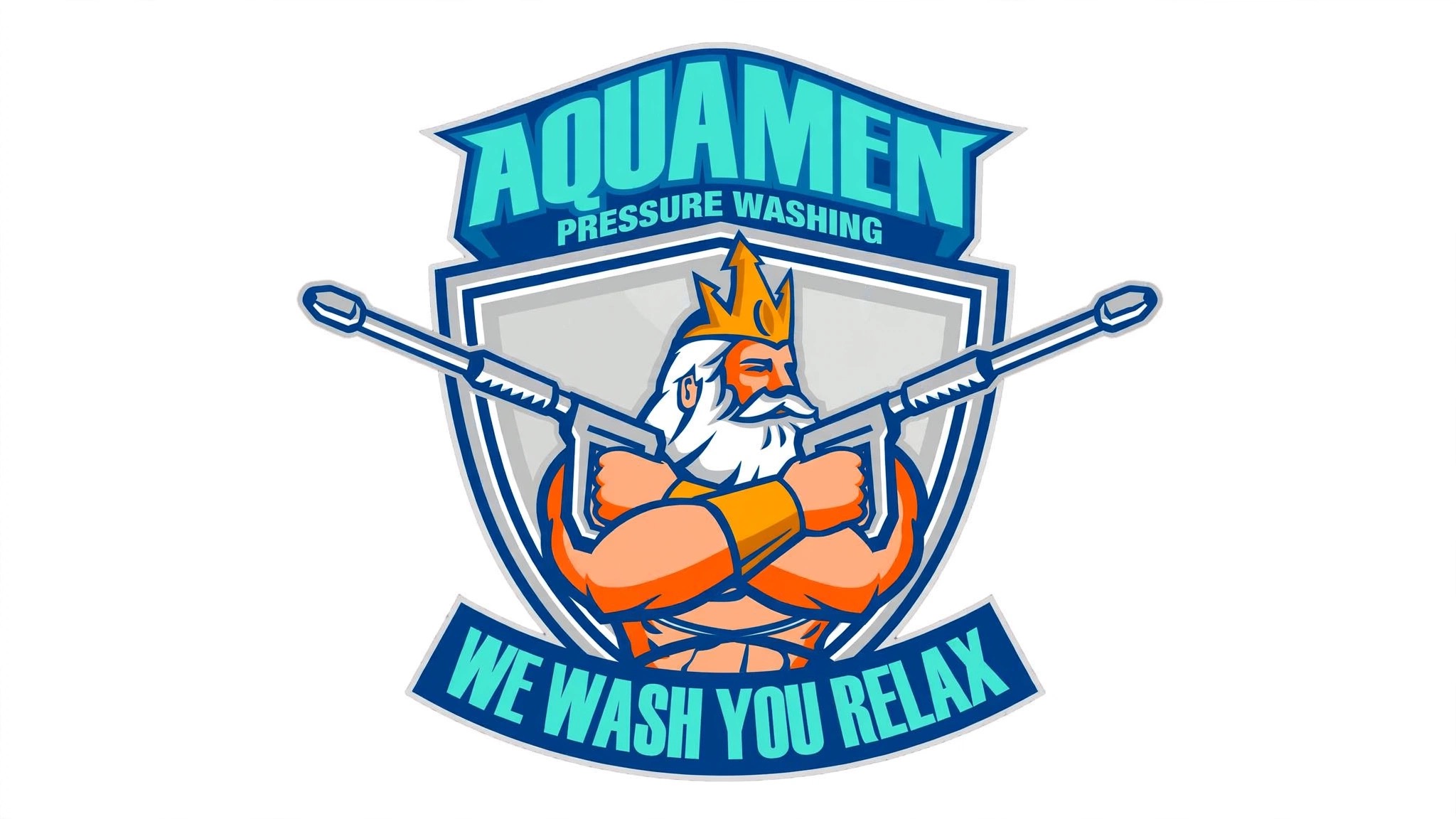 Aquamen Pressure Washing Poseidon Mascot Official Artwork