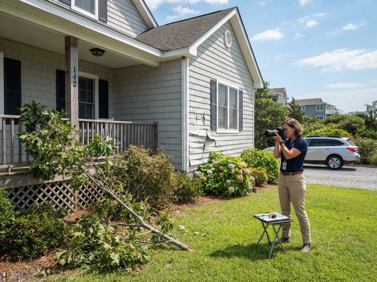 Appraiser documenting non-catastrophic storm damage such as damaged siding or a fallen limb