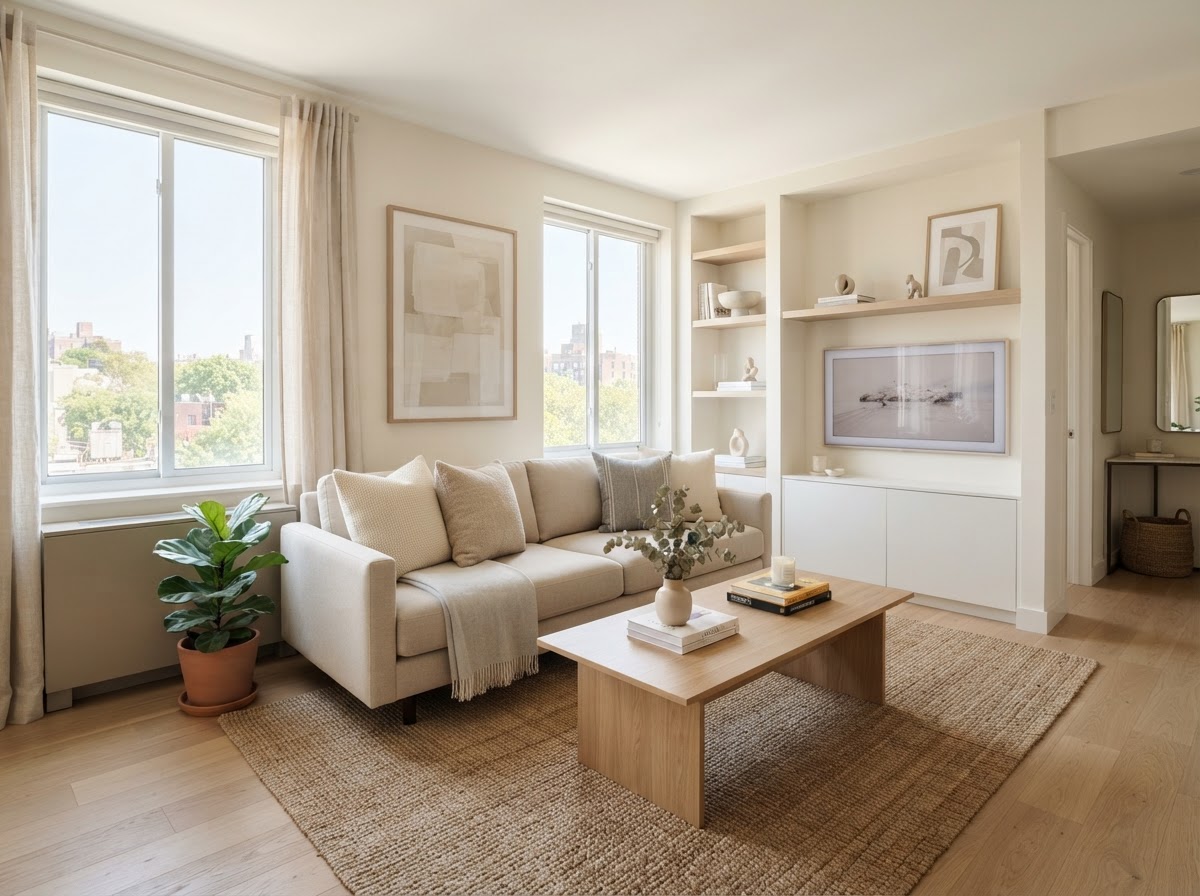 Spotless apartment living room cleaned by Esther's House Cleaning Services in The Colony, TX