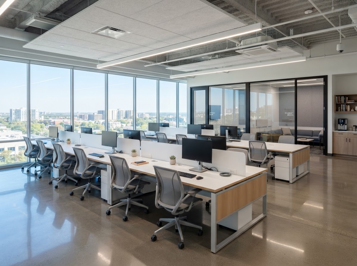 Clean modern office cleaned by Esther's House Cleaning Services in The Colony, TX