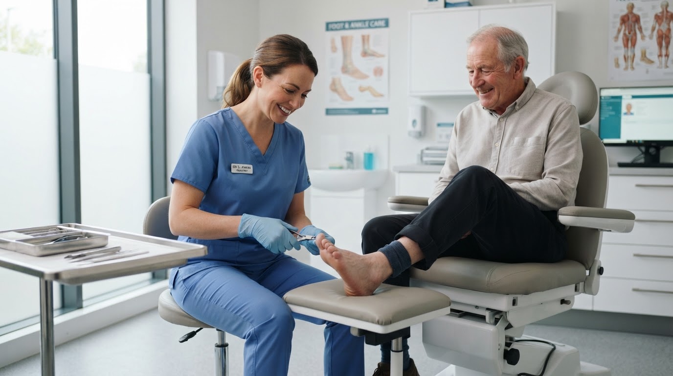 Atlantic Podiatry clinician delivering routine podiatry skin and nail maintenance