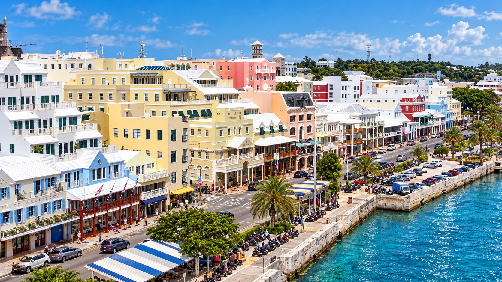 Front Street waterfront in Hamilton, Bermuda