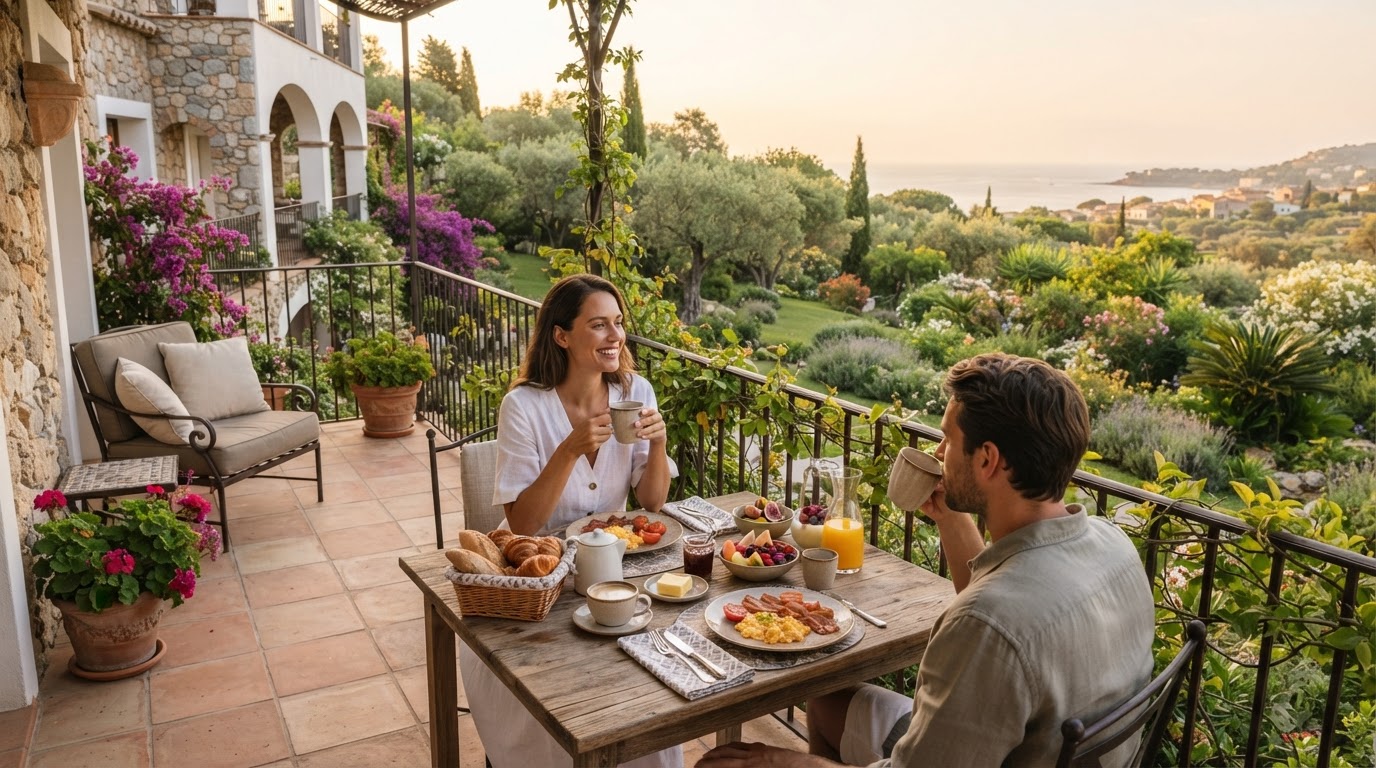 Thoughtful hospitality morning terrace setting