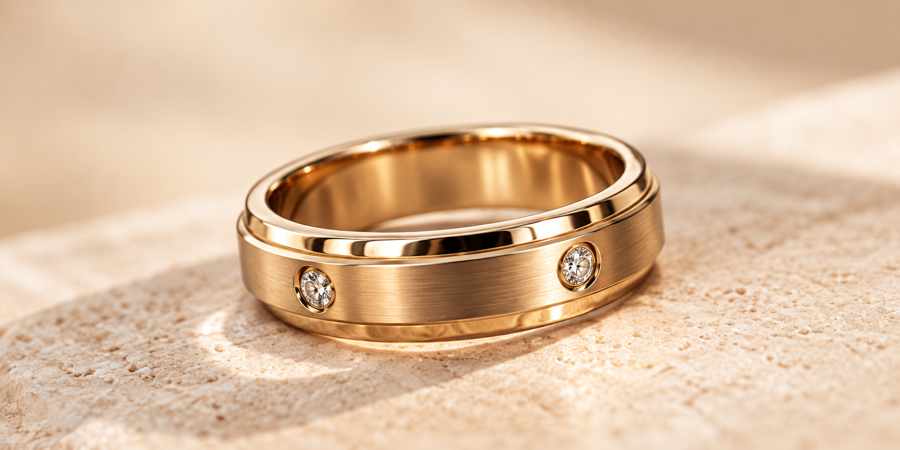 Married Gold Wedding Band with Diamonds
