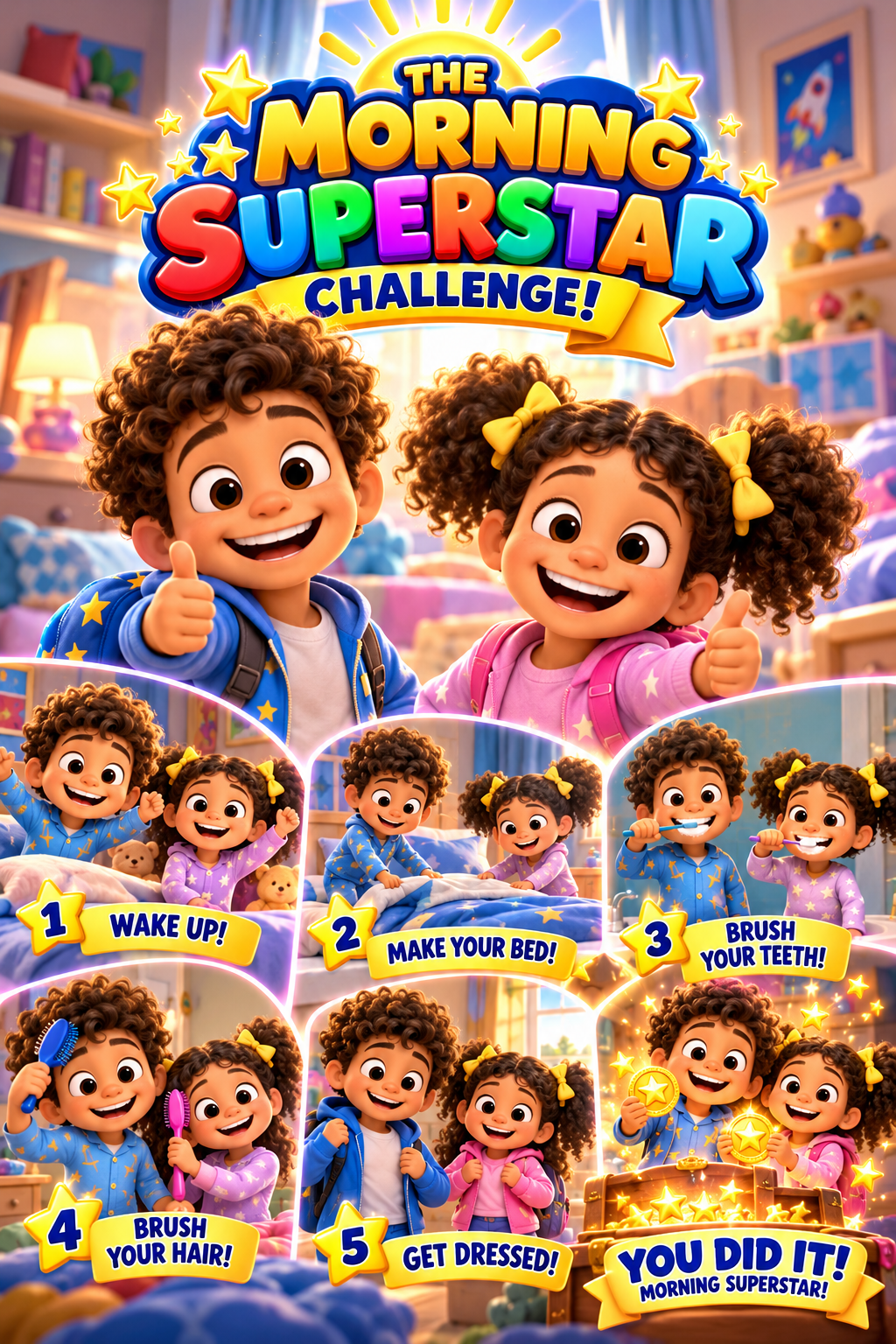 The Morning Superstar Challenge — personalized family movie poster