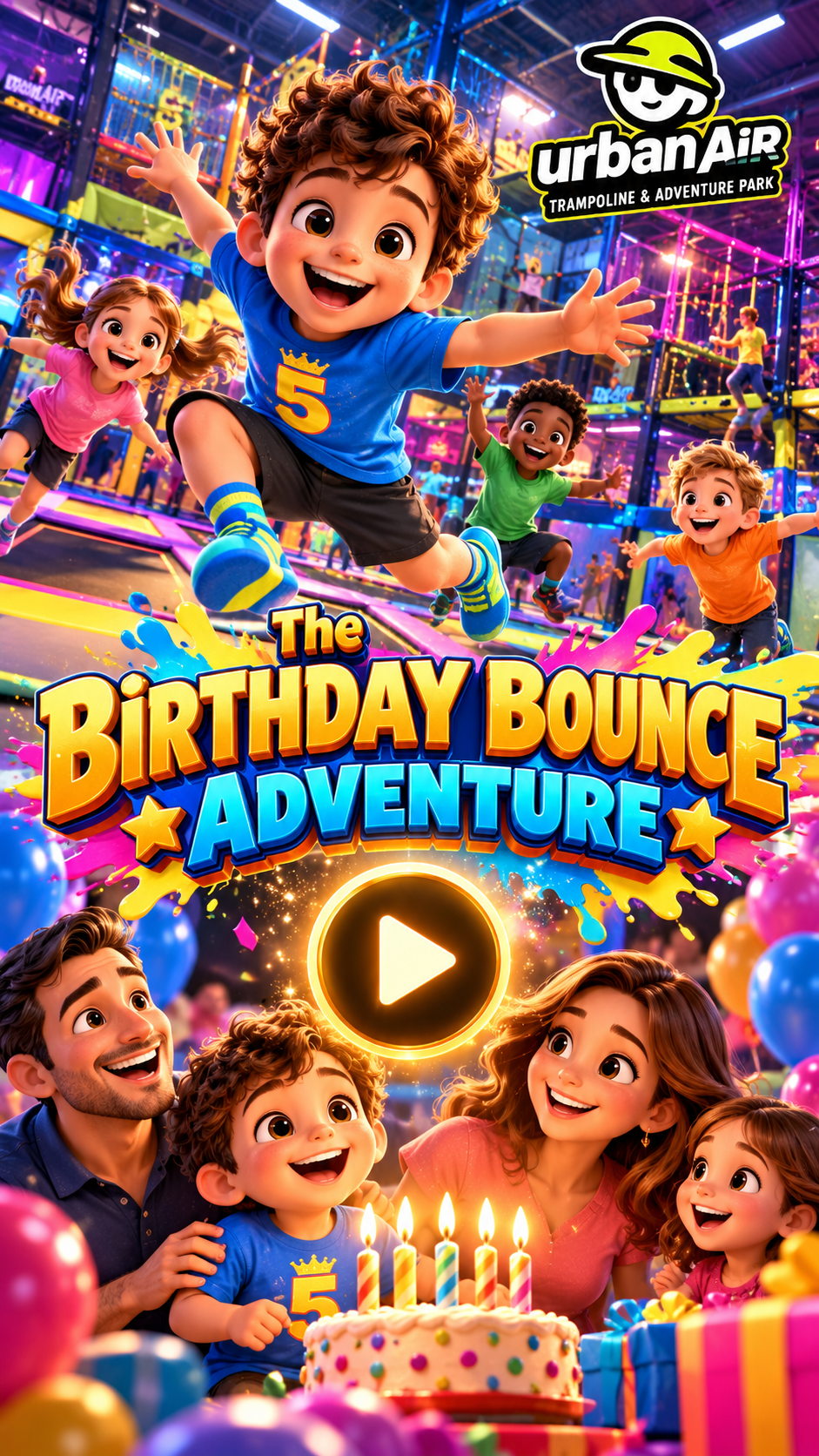 The Birthday Bounce Adventure — personalized family movie poster
