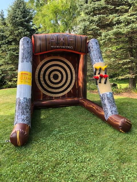 Inflatable Axe Throwing target game with soft Velcro axes