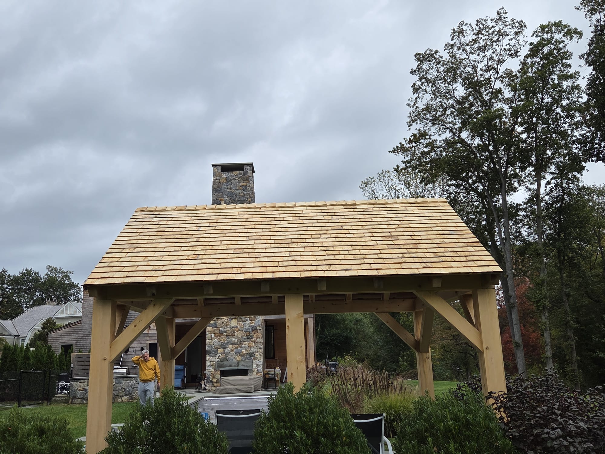 Hand-Split Cedar Shake Timber Pavilion Roof
