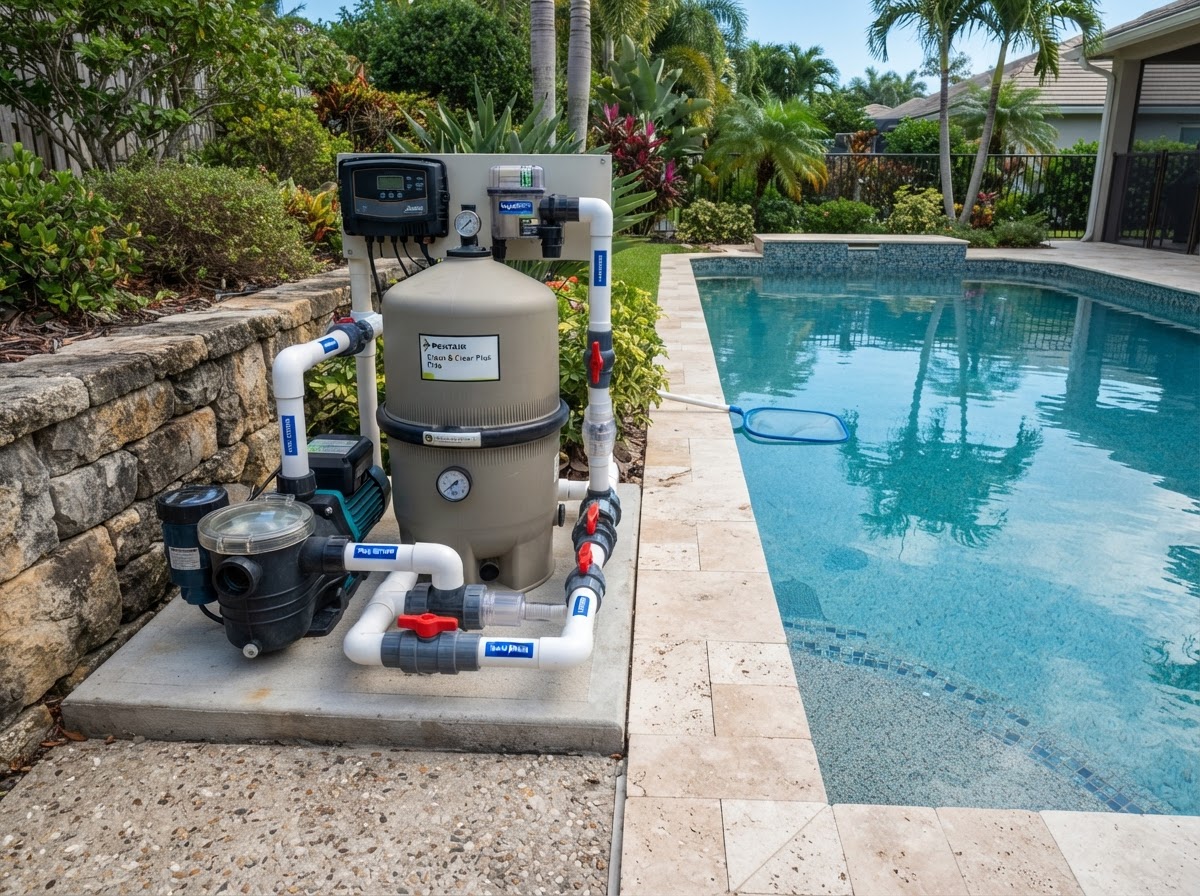 Pool pump and filtration equipment system maintained in top operating condition