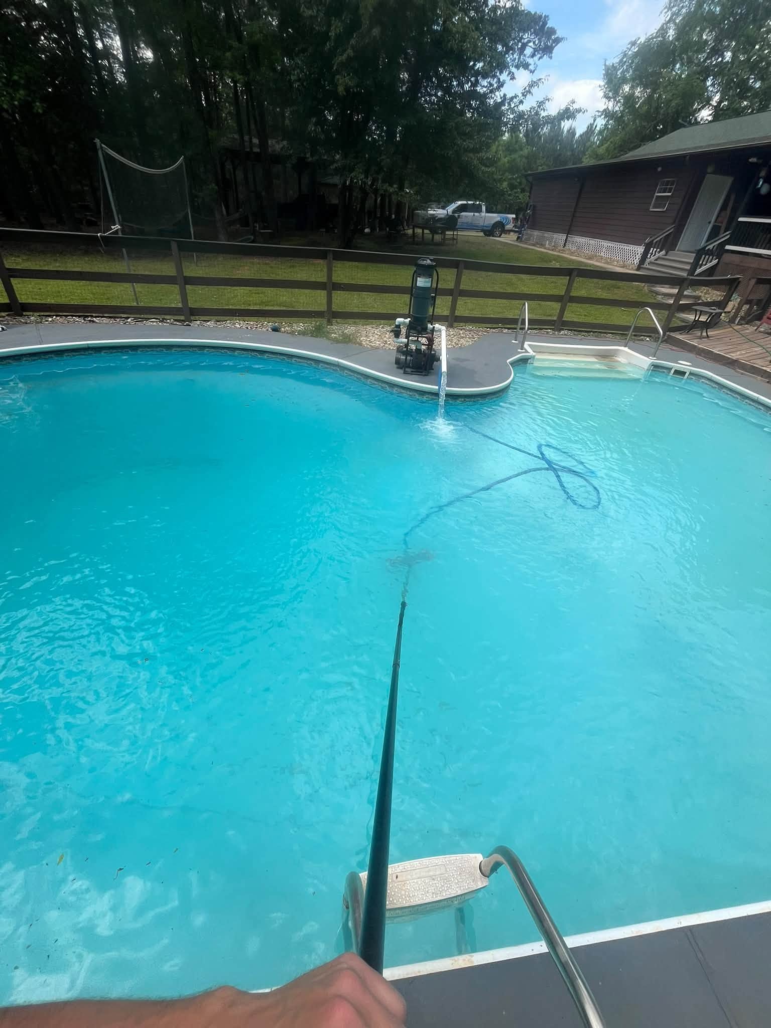 Clean residential swimming pool with clear water