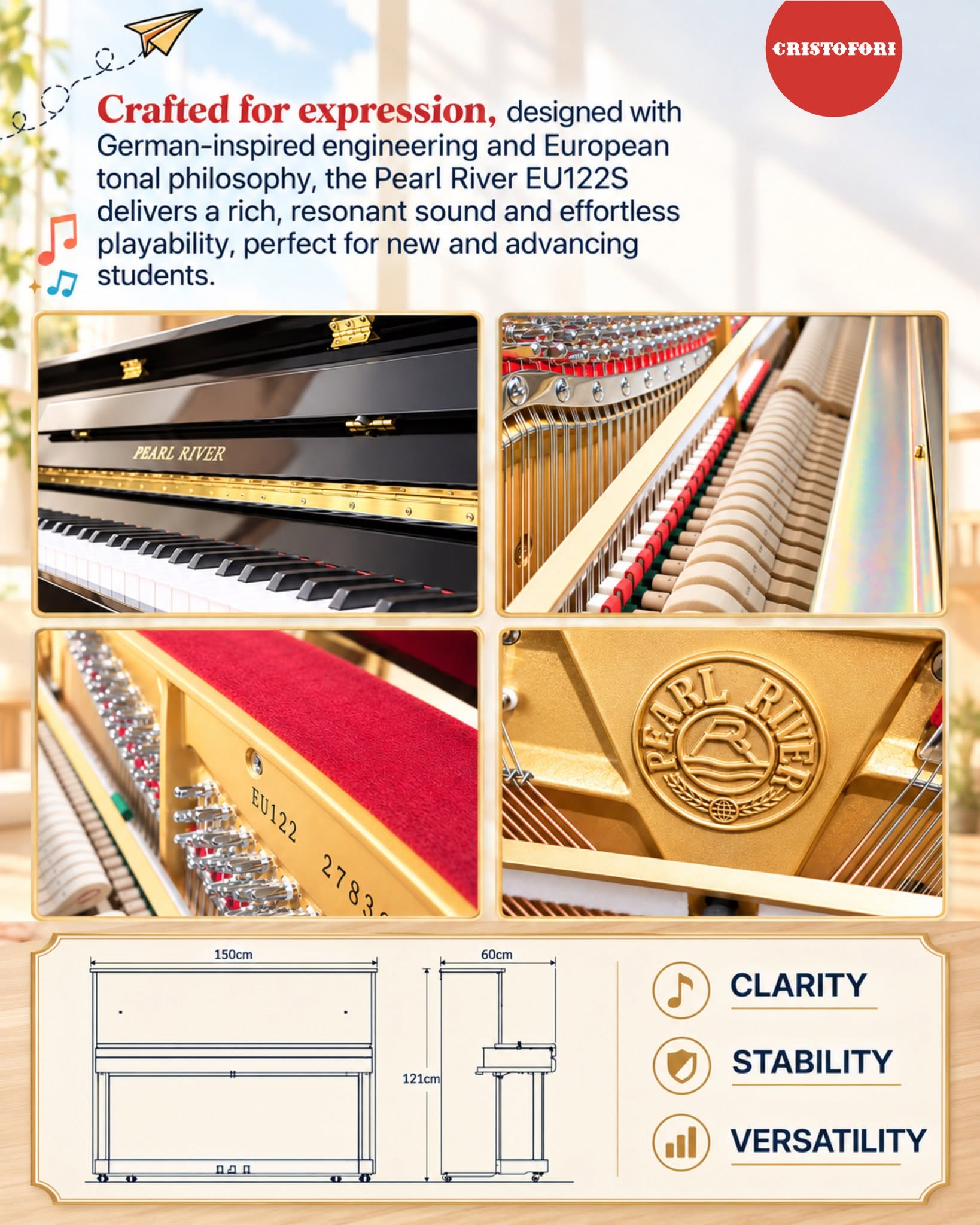 Pearl River EU122 Craftsmanship & Dimensions
