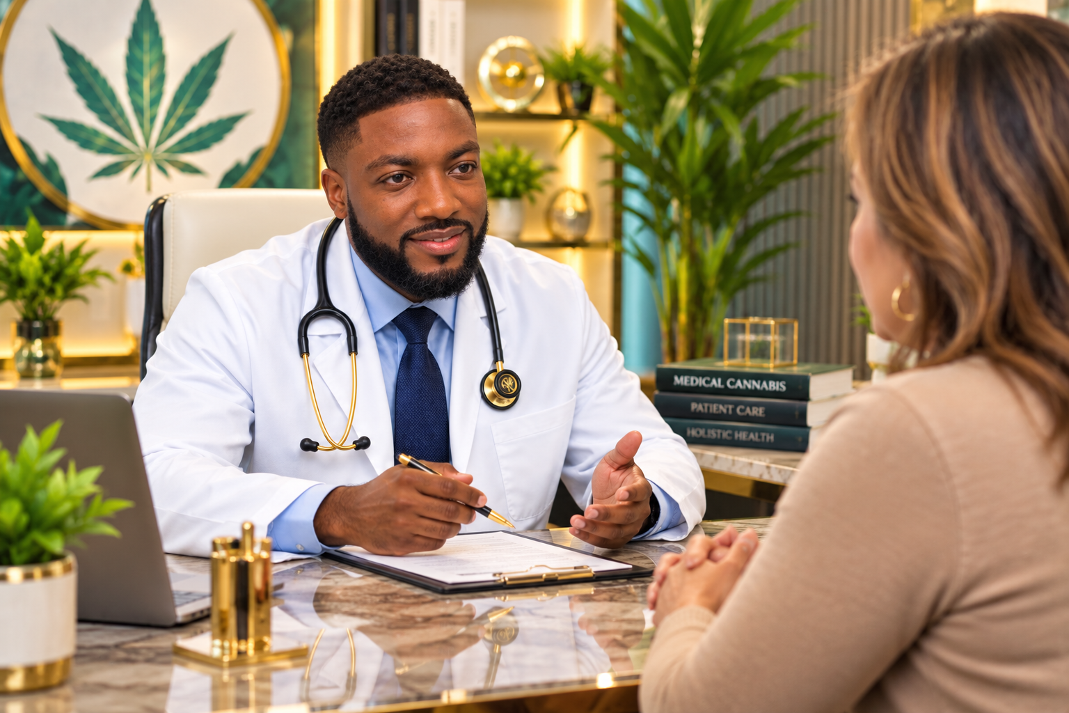 Florida medical marijuana doctor evaluating a patient at Haven Marijuana Doctor clinic in Winter Haven, FL