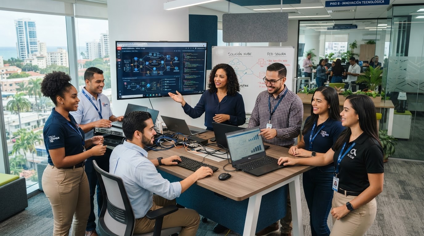 Professional IT team in a corporate office