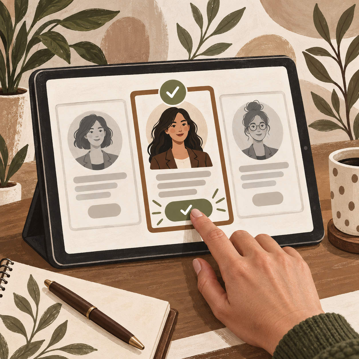 Be chosen: client selecting and confirming the verified professional
