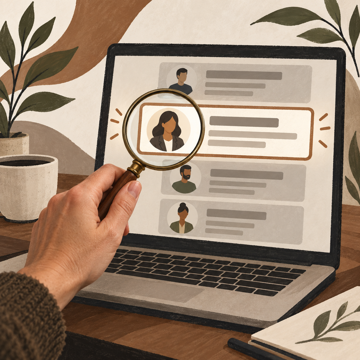 Be found: magnifying glass over search results showing business listing