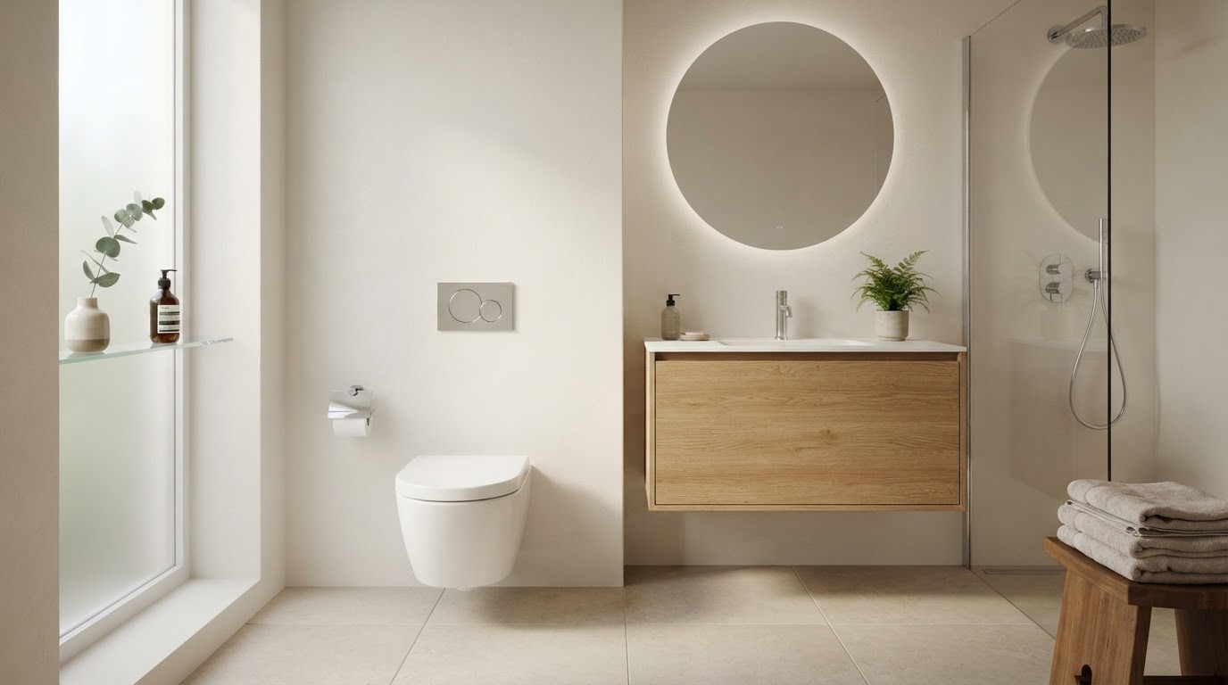 Residential toilet and plumbing context