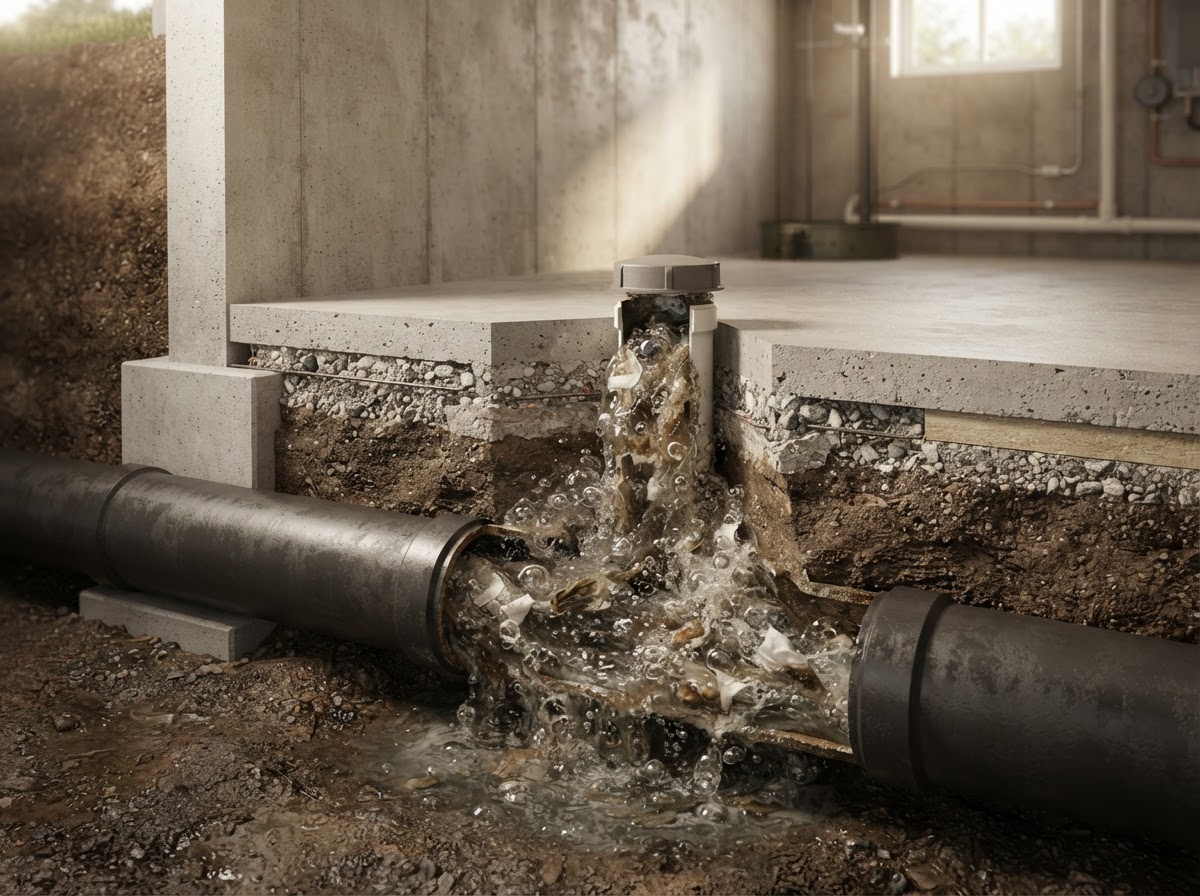 Underground main sewer line