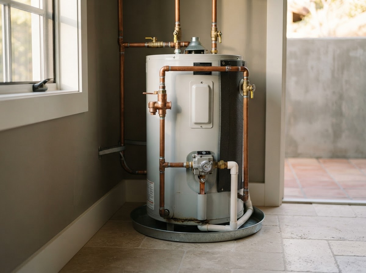 Water heater being diagnosed for a repair