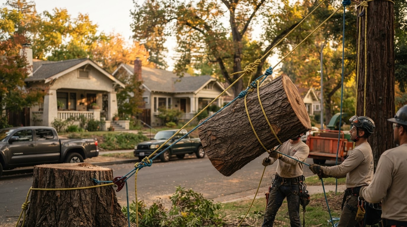 Kingdom Tree Services crew performing tree removal in Sacramento