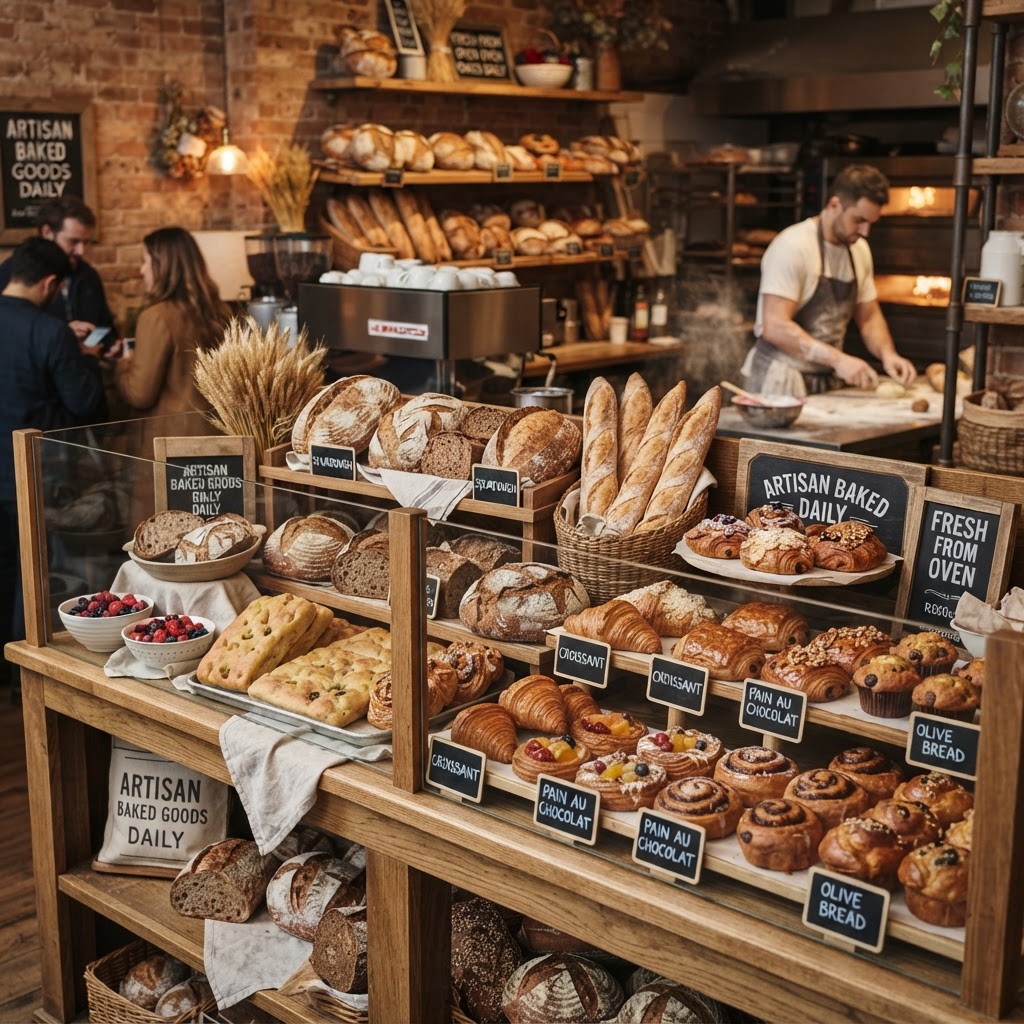 Artisan baked goods display