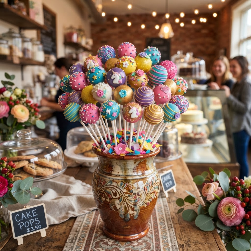 Decorated cake pops display