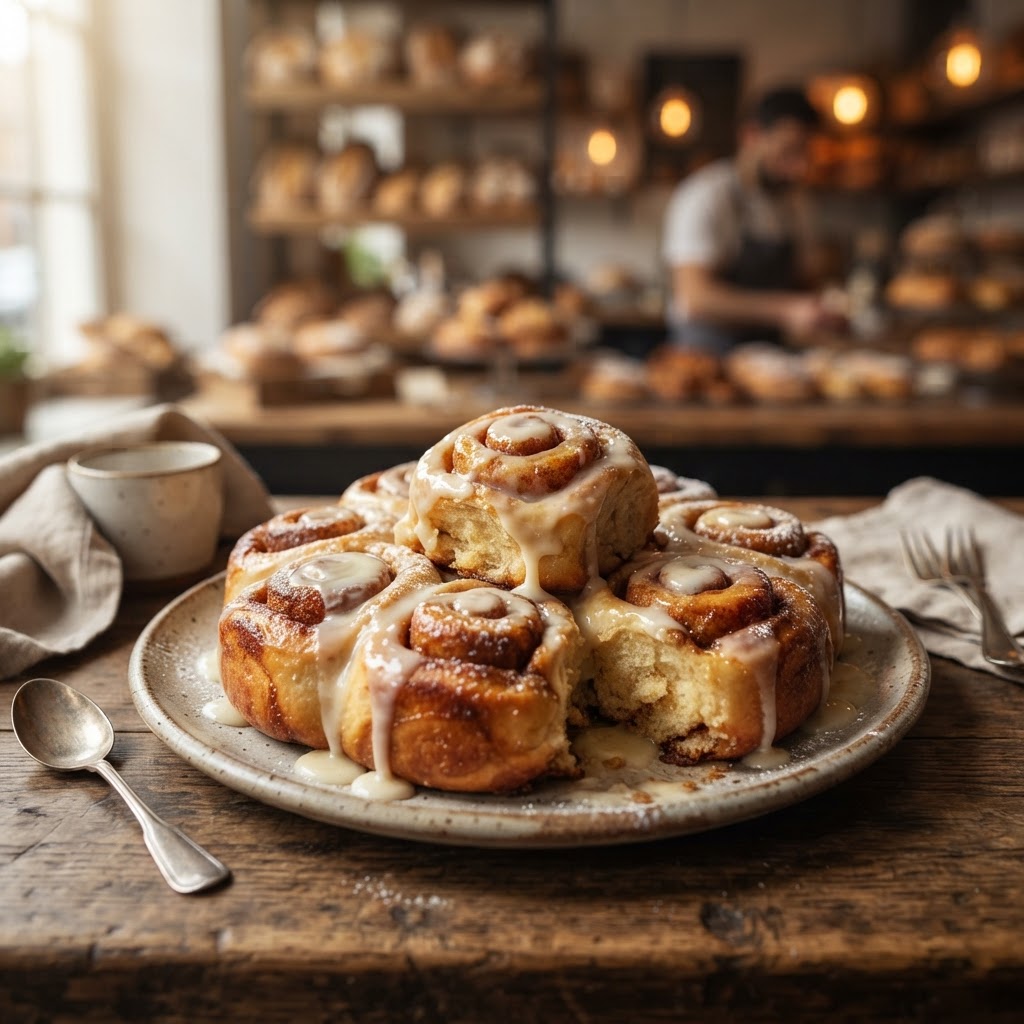Freshly baked cinnamon rolls