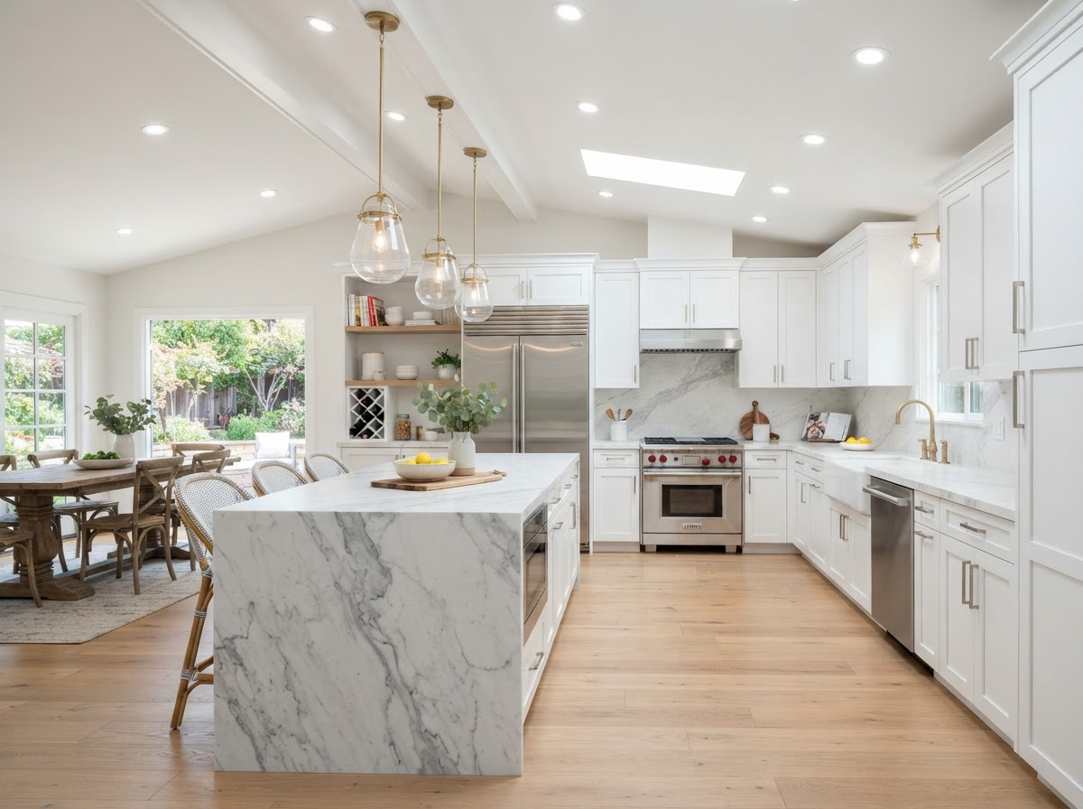 Oak-to-Marble Kitchen — after