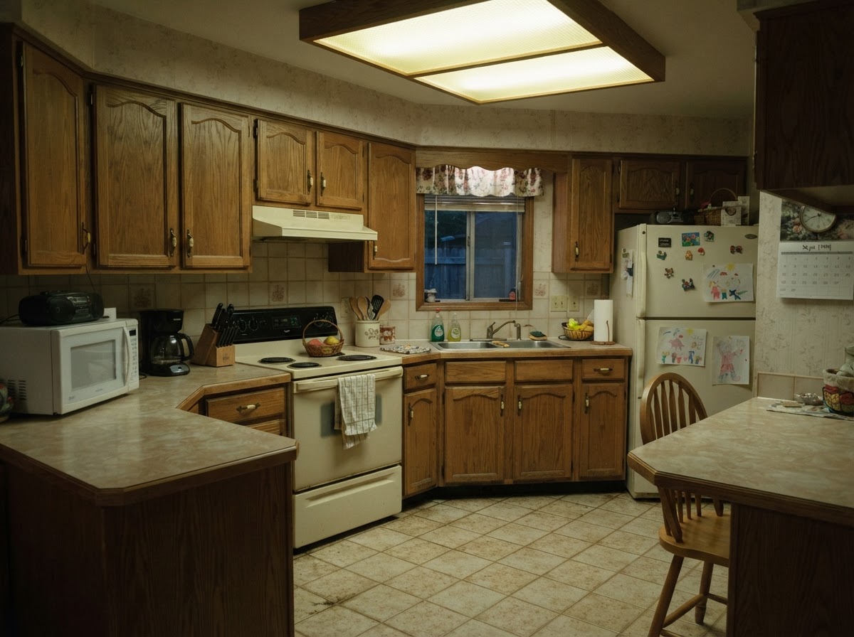 Oak-to-Marble Kitchen — before